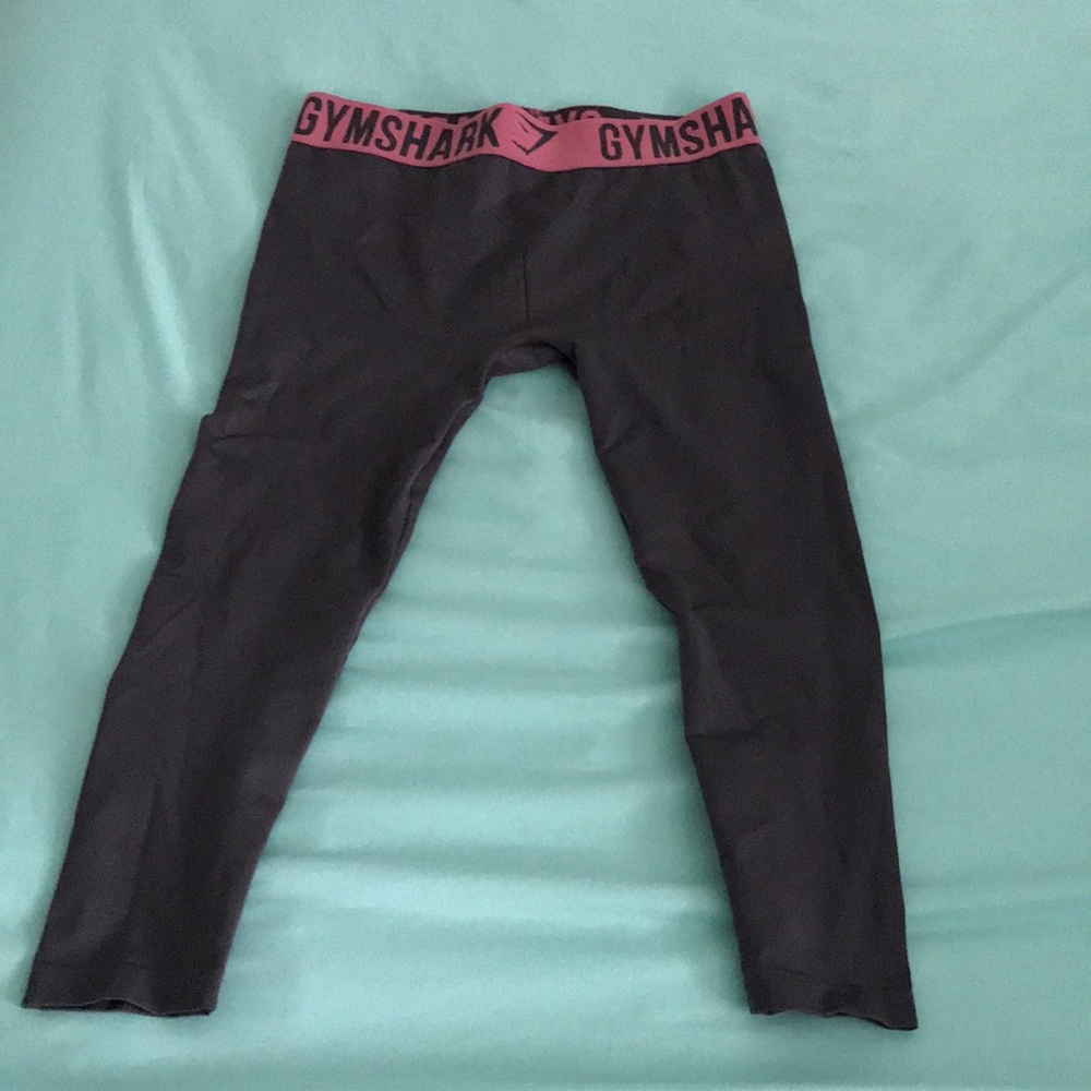Gymshark grey with pink writing leggings